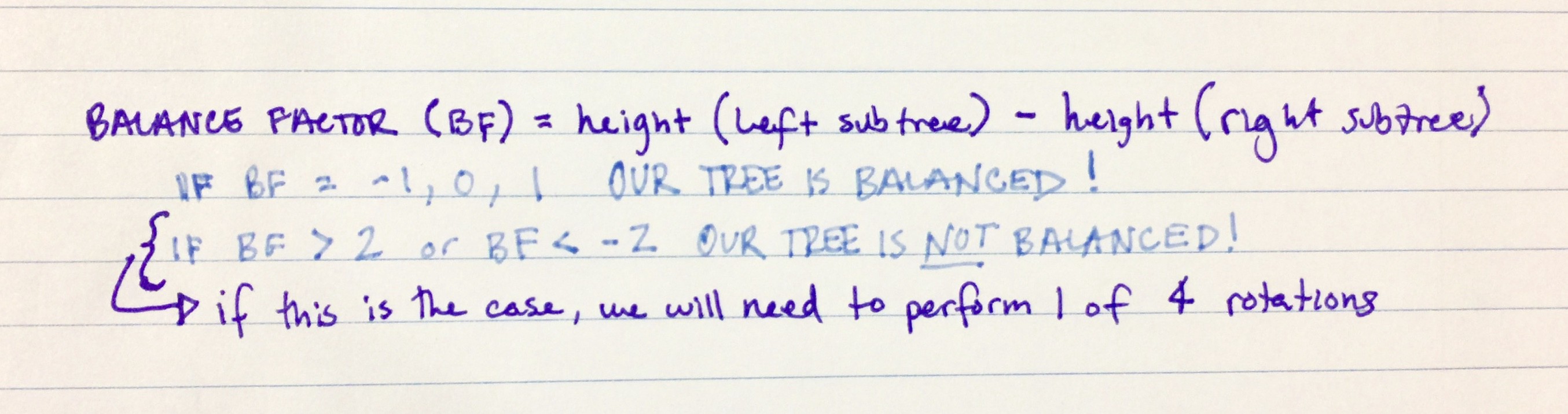 handwritten text of the balance factor formula